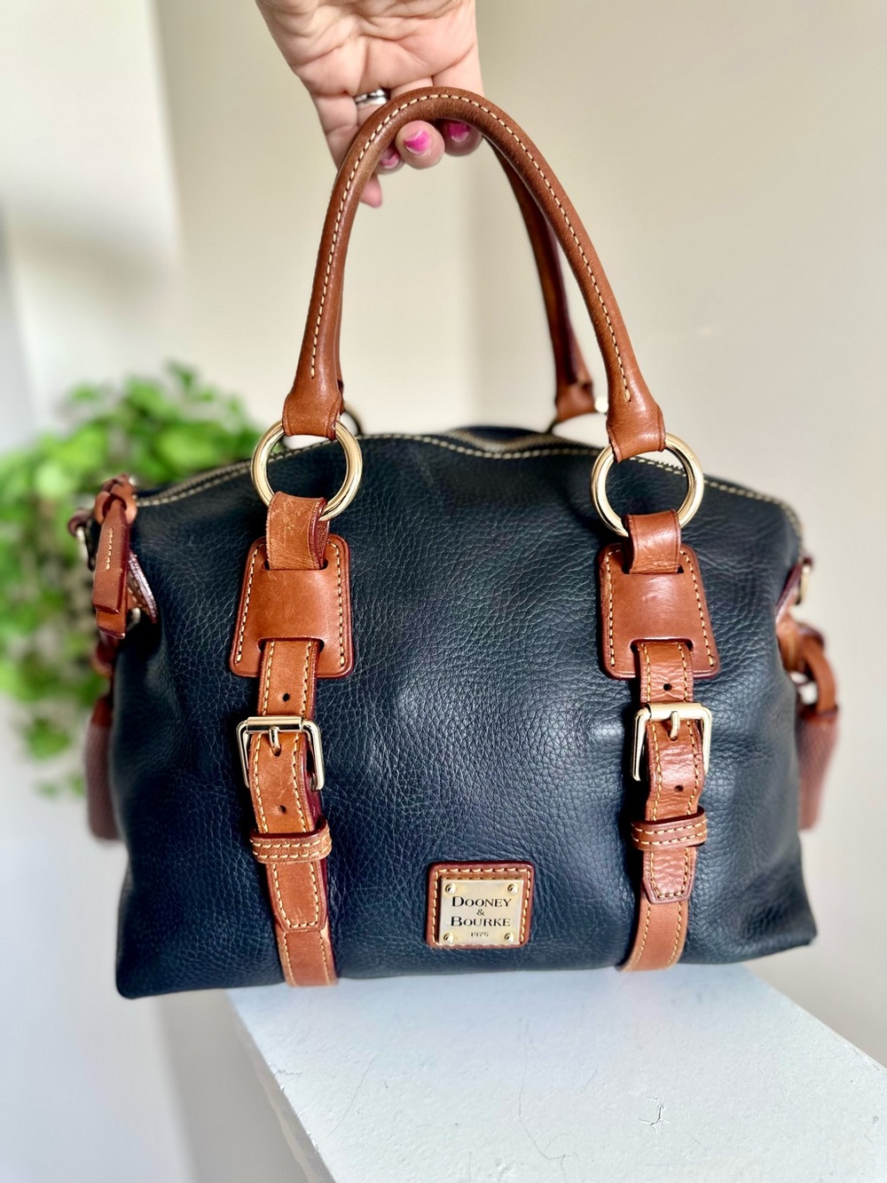 Dooney & Bourke Black Pebble Leather Bristol Satchel